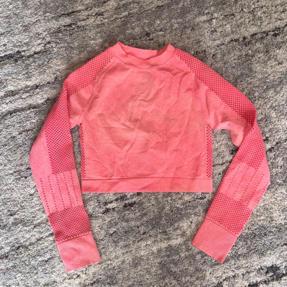 Seamless Coral Pink Long Sleeve Crop Sweatshirt